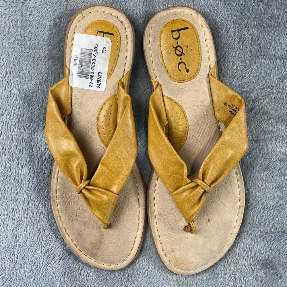 b.o.c. Thong Flat Sandals Womens 8 Mustard Yellow C76707 Knotted Strap Comfort